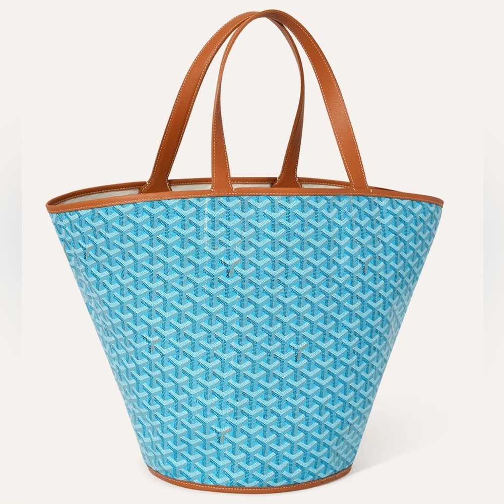 Goyard Belharra Shoulder Tote Bag in Reversible Turquoise & Tan - Picture 3 of 16